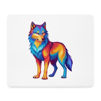 Wolf Colorful Kawaii Cartoon Character Clipart - Mouse Pad (horizontal) - white - Front