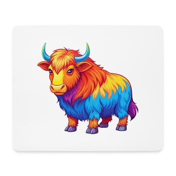 Yak coloré Kawaii Dessin animé Personnage Clipart - Tapis de souris (format paysage) - blanc - Devant