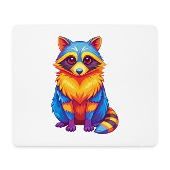Raccoon Colorful Kawaii Cartoon Character Clipart - Mouse Pad (horizontal) - white - Front