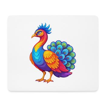 Peacock Colorful Kawaii Cartoon Character Clipart - Mouse Pad (horizontal) - white - Front