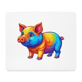 Schwein Bunte Kawaii Cartoon Figur Clipart - Mousepad (Querformat) - Weiß - Vorne
