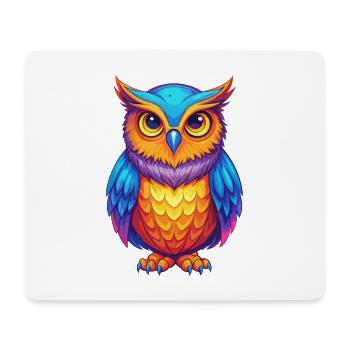 Owl Colorful Kawaii Cartoon Character Clipart - Mouse Pad (horizontal) - white - Front