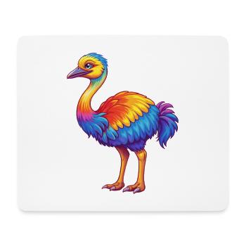 Ostrich Colorful Kawaii Cartoon Character Clipart - Mouse Pad (horizontal) - white - Front