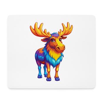 Moose Colorful Kawaii Cartoon Character Clipart - Mouse Pad (horizontal) - white - Front