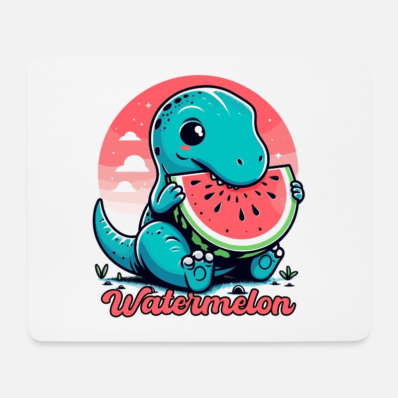 Süßer T-Rex Wassermelone Sommer Geschenk - Mousepad (Querformat) - Weiß
