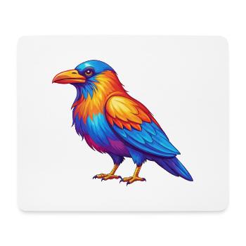 Crow Colorful Kawaii Cartoon Character Bird - Mouse Pad (horizontal) - white - Front