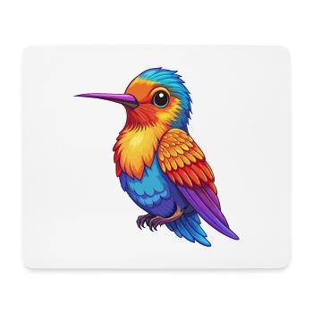 colibri coloré kawaii dessin animé personnage oiseau - Tapis de souris (format paysage) - blanc - Devant