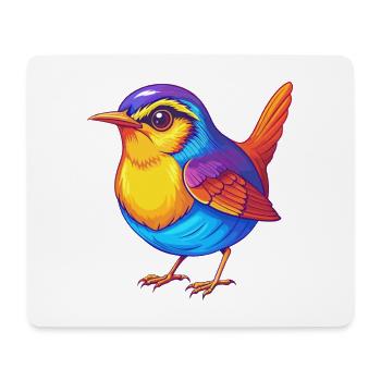 Wren coloré Kawaii Dessin animé Personnage Oiseau - Tapis de souris (format paysage) - blanc - Devant
