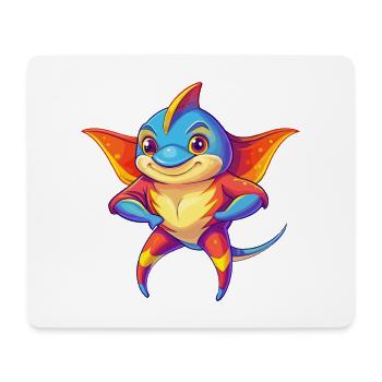 Stingray Buntes Kawaii Cartoon Meerestier - Mousepad (Querformat) - Weiß - Vorne
