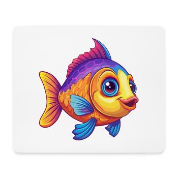 corail récif poisson coloré kawaii dessin animé animal marin - Tapis de souris (format paysage) - blanc - Devant