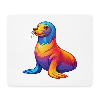 Sea Lion Colorful Kawaii Cartoon Sea Animal - Mouse Pad (horizontal) - white - Front