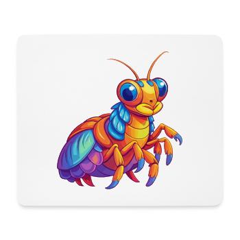 Peacock Mantis Shrimp Colorful Kawaii Cartoon - Mouse Pad (horizontal) - white - Front
