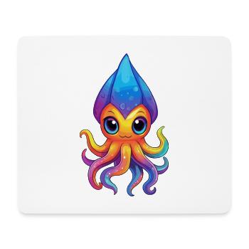 Squid Colorful Kawaii Cartoon Sea Animal - Mouse Pad (horizontal) - white - Front