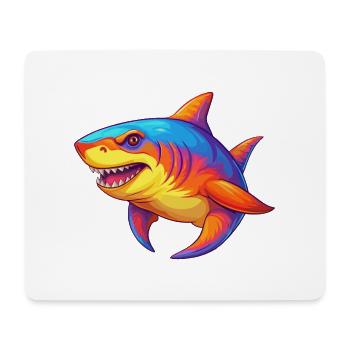 Sixgill Shark Colorful Kawaii Cartoon Sea Animal - Mouse Pad (horizontal) - white - Front
