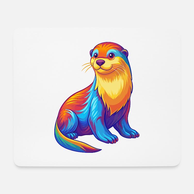 Sea Otter Buntes Kawaii Cartoon Meerestier - Mousepad (Querformat) - Weiß