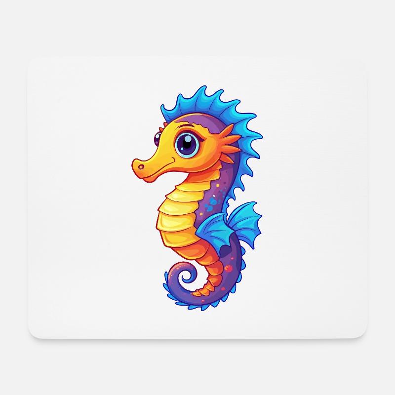 Pygmäen Seepferdchen Buntes Kawaii Cartoon Meerestier - Mousepad (Querformat) - Weiß