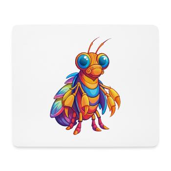 Peacock Mantis Shrimp Colorful Kawaii Cartoon - Mouse Pad (horizontal) - white - Front