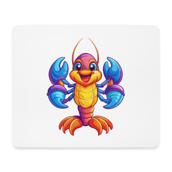 homard coloré kawaii dessin animé animal marin - Tapis de souris (format paysage) - blanc - Devant
