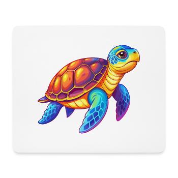 Hawksbill Turtle Colorful Kawaii Cartoon Clipart - Mouse Pad (horizontal) - white - Front