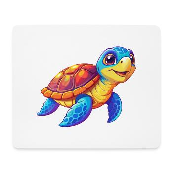 Tortue de mer verte Coloré Kawaii Dessin animé Clipart - Tapis de souris (format paysage) - blanc - Devant
