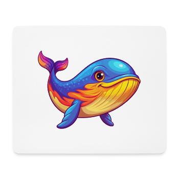 Blue Whale Colorful Kawaii Cartoon Sea Animal - Mouse Pad (horizontal) - white - Front