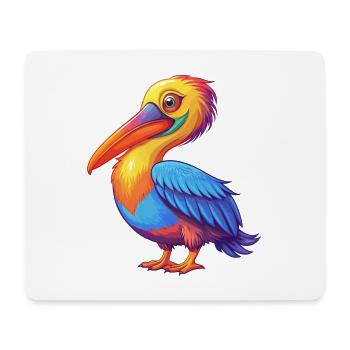 Pelican Colorful Kawaii Cartoon Character Bird - Mouse Pad (horizontal) - white - Front
