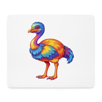 Ostrich Colorful Kawaii Cartoon Character Bird - Mouse Pad (horizontal) - white - Front