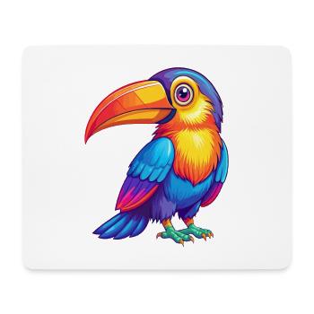 Toucan Colorful Kawaii Cartoon Character Bird - Mouse Pad (horizontal) - white - Front