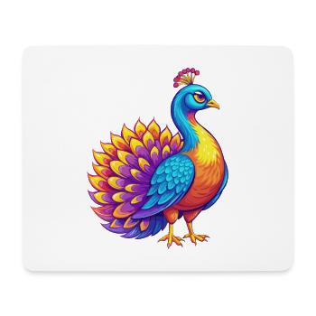 Peacock Colorful Kawaii Cartoon Character Bird - Mouse Pad (horizontal) - white - Front