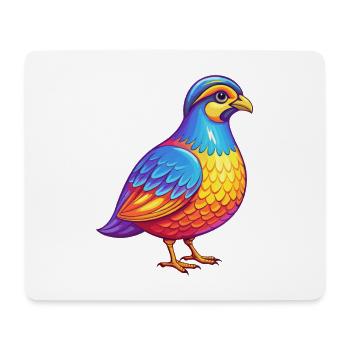 perdrix coloré Kawaii dessin animé Personnage oiseau - Tapis de souris (format paysage) - blanc - Devant