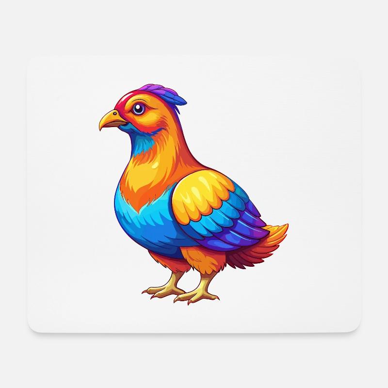 Moorhuhn Bunte Kawaii Cartoon Figur Vogel - Mousepad (Querformat) - Weiß