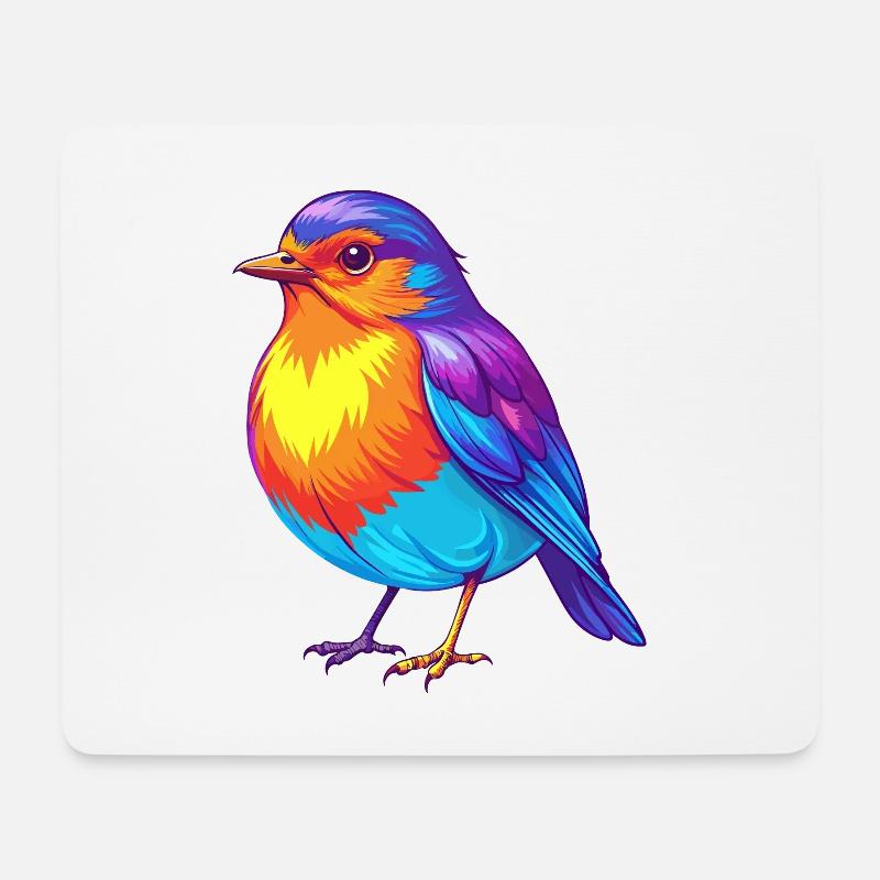 Amerikanischer Robin Bunte Kawaii Zeichentrickfigur - Mousepad (Querformat) - Weiß