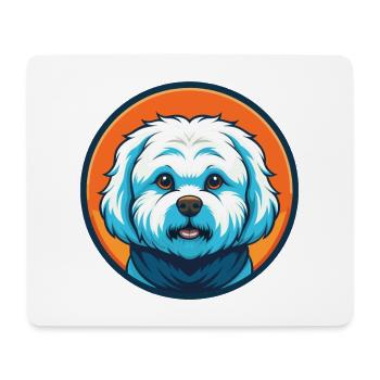 Bichon Frise Dog Cute Kawaii Cartoon Animal Logo - Mouse Pad (horizontal) - white - Front