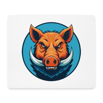 sanglier mignon kawaii dessin animé clipart animal animal de compagnie logo - Tapis de souris (format paysage) - blanc - Devant