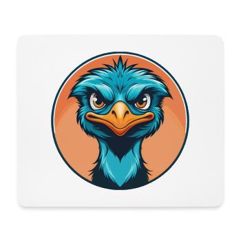 Emu mignon kawaii dessin animé Clipart Animal Pet Logo - Tapis de souris (format paysage) - blanc - Devant