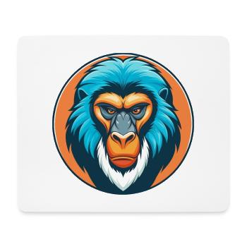 Mandrill mignon Kawaii dessin animé Animal Animal Pet Logo - Tapis de souris (format paysage) - blanc - Devant