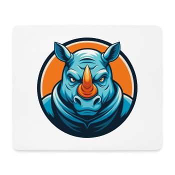 Rhino Niedlich Kawaii Cartoon Clipart Tier Haustier Logo - Mousepad (Querformat) - Weiß - Vorne