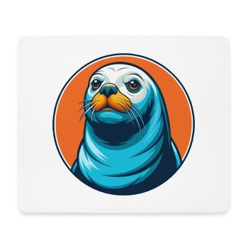Siegel Niedliche Kawaii Cartoon Clipart Tier Haustier Logo - Mousepad (Querformat) - Weiß - Vorne
