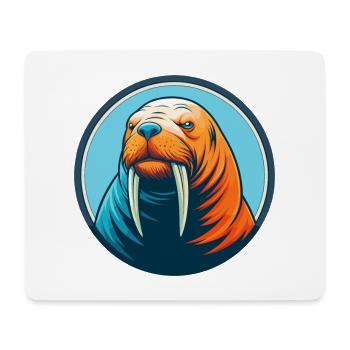 Walrus Cute Kawaii Cartoon Clipart Animal Pet Logo - Mouse Pad (horizontal) - white - Front