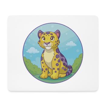 Amur Leopard Cute Kawaii Cartoon Clipart Animal - Mouse Pad (horizontal) - white - Front