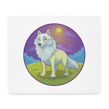 Arctic Wolf Cute Kawaii Cartoon Clipart Animal Pet - Mouse Pad (horizontal) - white - Front