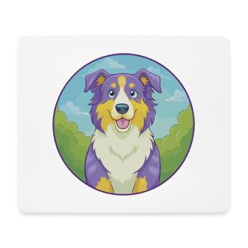 Australian Shepherd Dog Cute Kawaii Cartoon Animal - Mouse Pad (horizontal) - white - Front