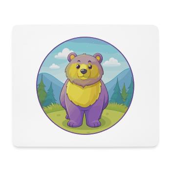 ours mignon kawaii dessin animé clipart animal de compagnie - Tapis de souris (format paysage) - blanc - Devant