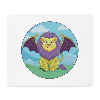 Manticore mignon Kawaii dessin animé Clipart Animal de compagnie - Tapis de souris (format paysage) - blanc - Devant