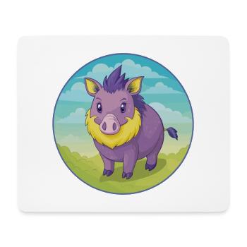 sanglier mignon kawaii dessin animé clipart animal de compagnie - Tapis de souris (format paysage) - blanc - Devant