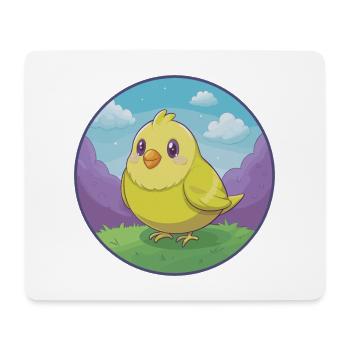 Canari Oiseau Mignon Kawaii Dessin animé Clipart Animal de compagnie - Tapis de souris (format paysage) - blanc - Devant