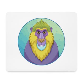 Mandrill mignon Kawaii dessin animé Clipart Animal de compagnie - Tapis de souris (format paysage) - blanc - Devant