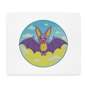 Chauve-souris mignon Kawaii dessin animé Clipart Animal de compagnie - Tapis de souris (format paysage) - blanc - Devant