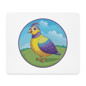 perdrix mignon kawaii dessin animé clipart animal de compagnie - Tapis de souris (format paysage) - blanc - Devant