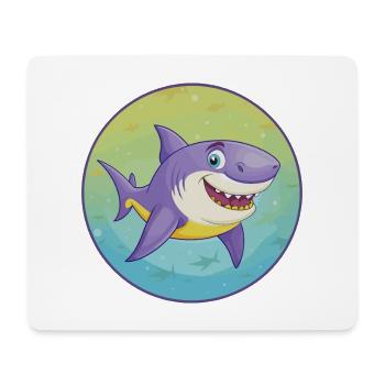 requin mignon kawaii dessin animé clipart animal de compagnie - Tapis de souris (format paysage) - blanc - Devant